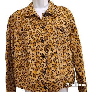Animal Print Cheetah Button up Oversized Shacket Top 100%Silk